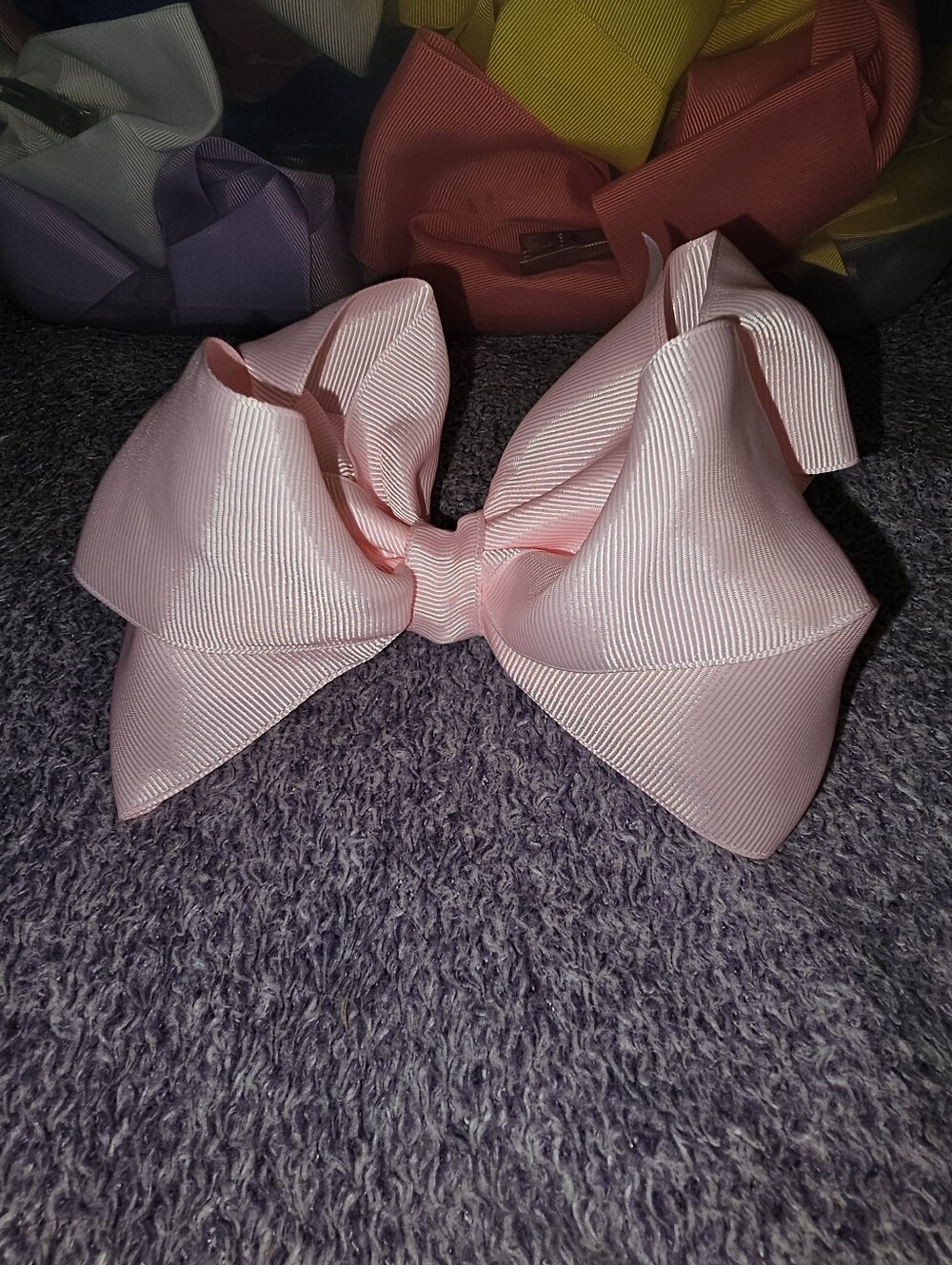 Double Stacked Boutuque Bow, Great School Spirit, Pale Pink Hair Bow, Handmade